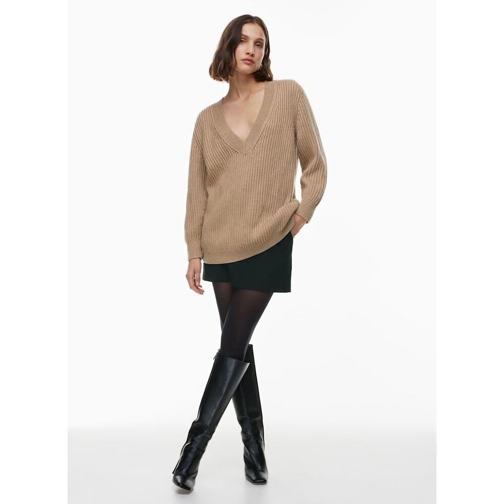 Aritzia Babaton Women's Roger Sweater Heather Gold Camel size Large NWT